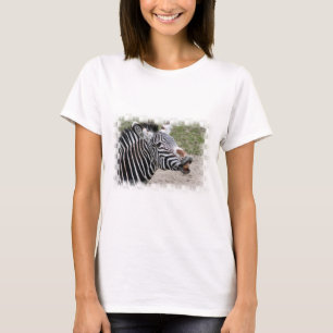 T-shirt longo de sorriso da Capa da zebra