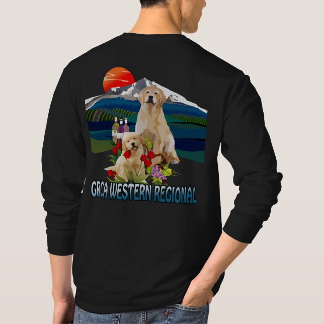 T-shirt longo do golden retriever da Capa dos (Verso)