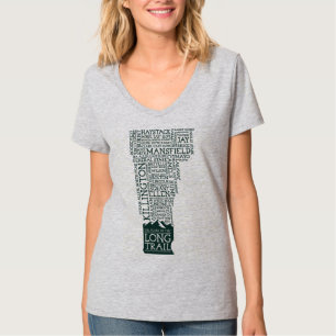T-shirt longo do V-Pescoço da fuga de Vermont