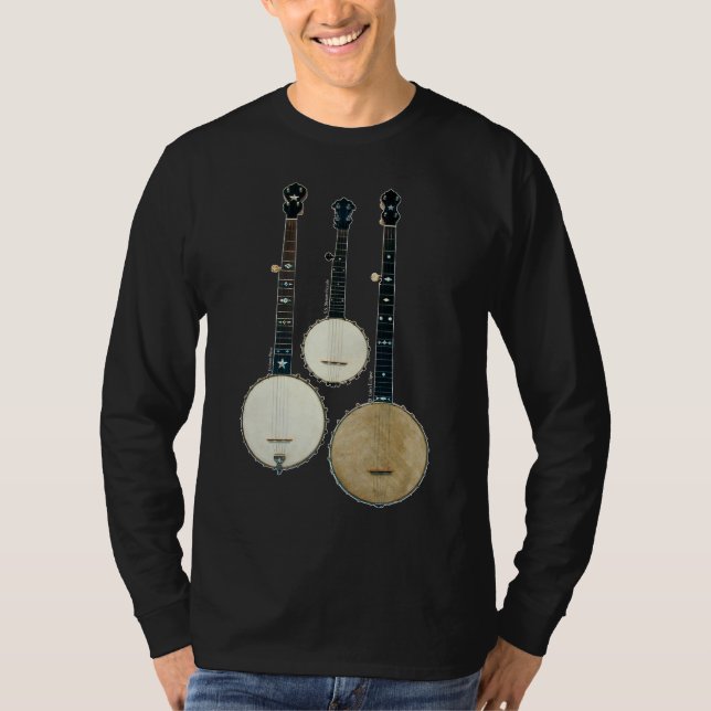 T-shirt longo escuro da luva de 3 homens dos (Frente)