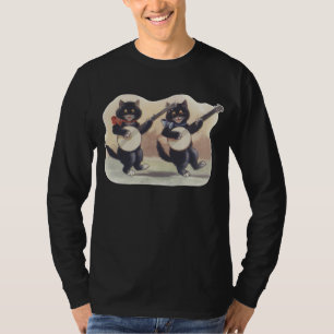 T-shirt longo escuro da luva dos homens do duo do