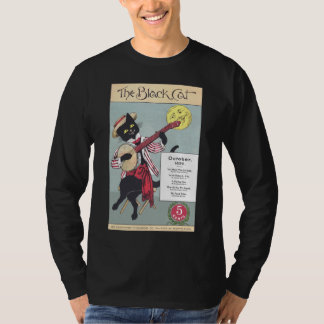 T-shirt longo escuro da luva dos homens do gato