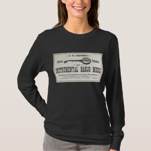 T-shirt longo escuro do sleeeve das senhoras da