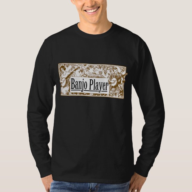 T-shirt longo escuro do slleve dos homens do (Frente)
