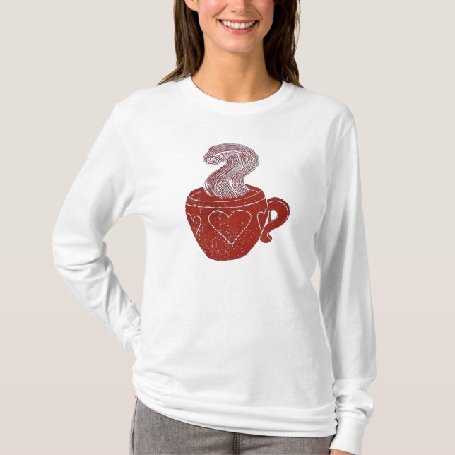 T-shirt longo Nano da Capa do Hanes das mulheres (Frente)