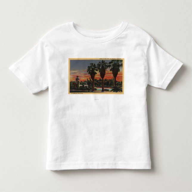 T-shirt Los Angeles, CaliforniaSunset no parque do eco (Frente)