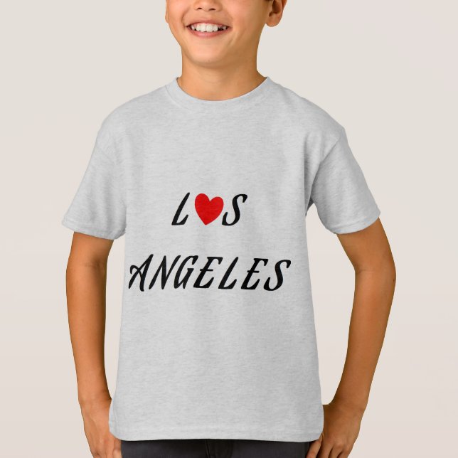 T-shirt Los Angeles coração vermelho (Frente)