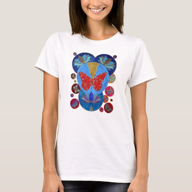 T-shirt Lotus sagrado & a borboleta (Frente)