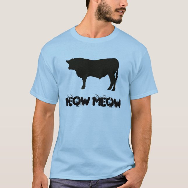 T-shirt louco do azul dos homens da vaca (Frente)