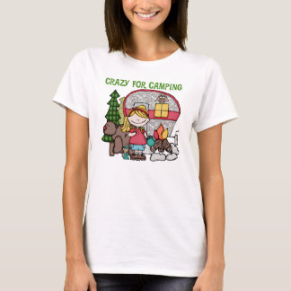 T-shirt Loura Louca Por Acampamento