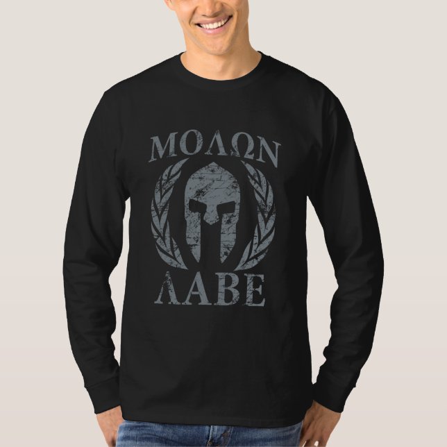 T-shirt Louros da máscara do guerreiro de Molon Labe no (Frente)