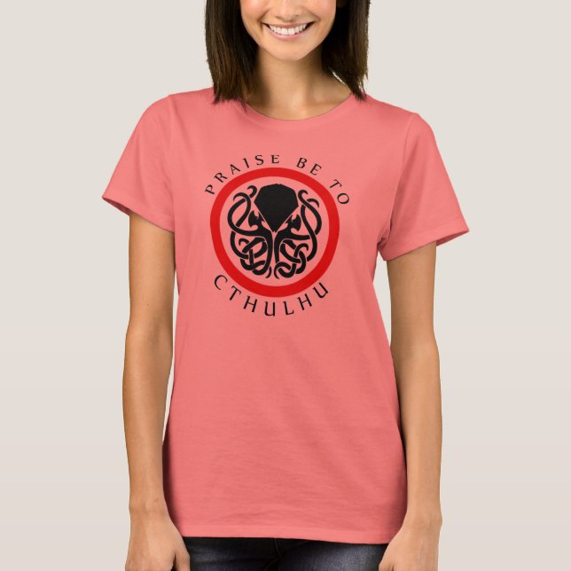 T-shirt Louvado Seja Por Cthulhu (Frente)