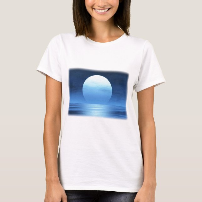 T-shirt lua azul - customizável com seu texto (Frente)