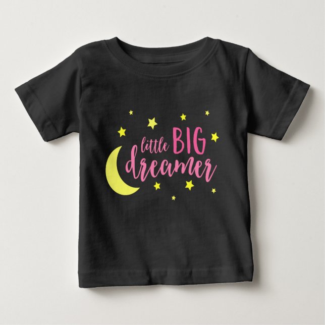 T-shirt Lua e Estrelas Rosa Pequeno Grande Sonhador (Frente)