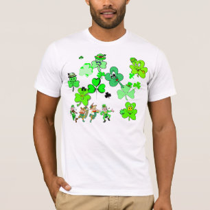 T-shirt Lucky Shamrock and Dancing Leprechauns Tee
