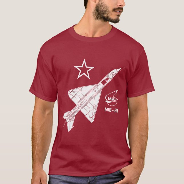 T-shirt Lutador de jato do russo de Mig-21 Fishbed (Frente)