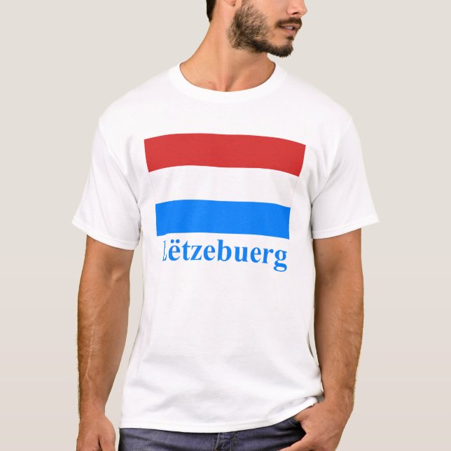 T-shirt Luxembourg embandeira com nome em Luxembourgian (Frente)