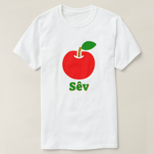 T-shirt Maçã vermelha e o texto sêv