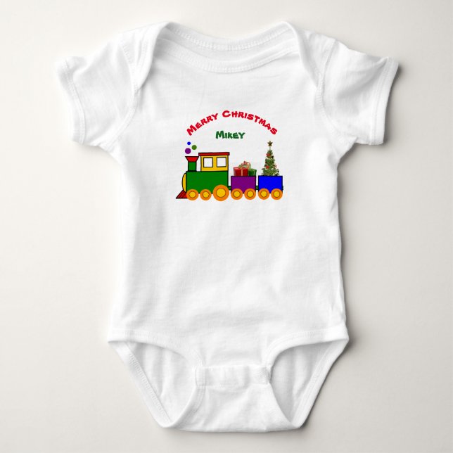 T-shirt Macacão de Trem de Natal para Bebê (Frente)