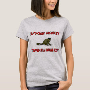 T-shirt Macaco do Capuchin prendido em um corpo humano