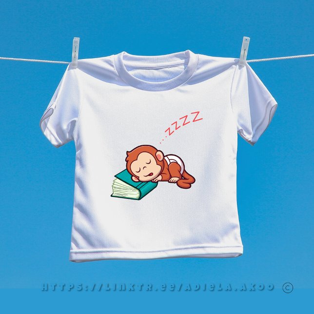 T-Shirt macaco dormindo/Fato de rabo de Adiela Ako (Six baby monkeys sitting on a wall tshirt from the delightful book by Adiela Akoo! GET both and more)