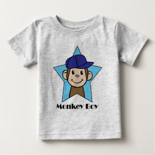 T-shirt Macaco feliz com clipe de desenho animado em estre