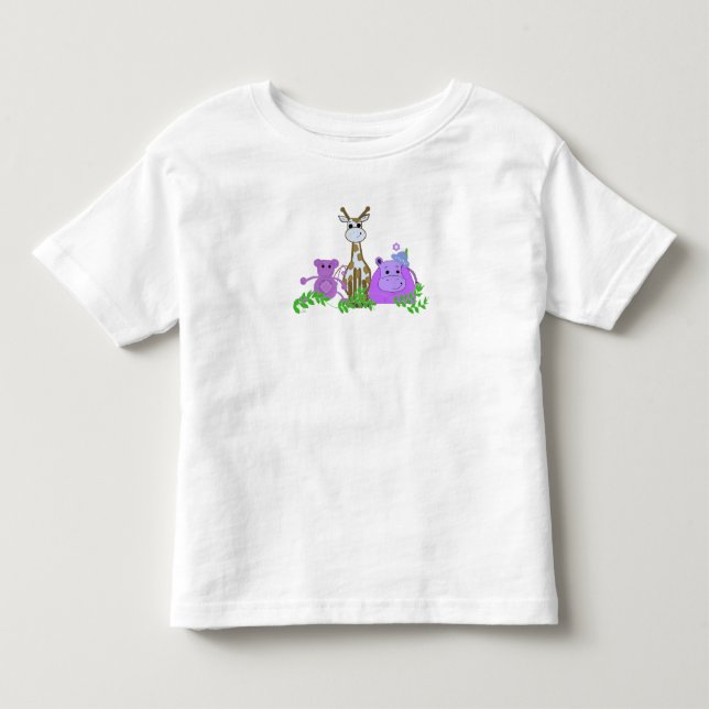 T-shirt Macaco, Girafa e Hipopótamo (Frente)