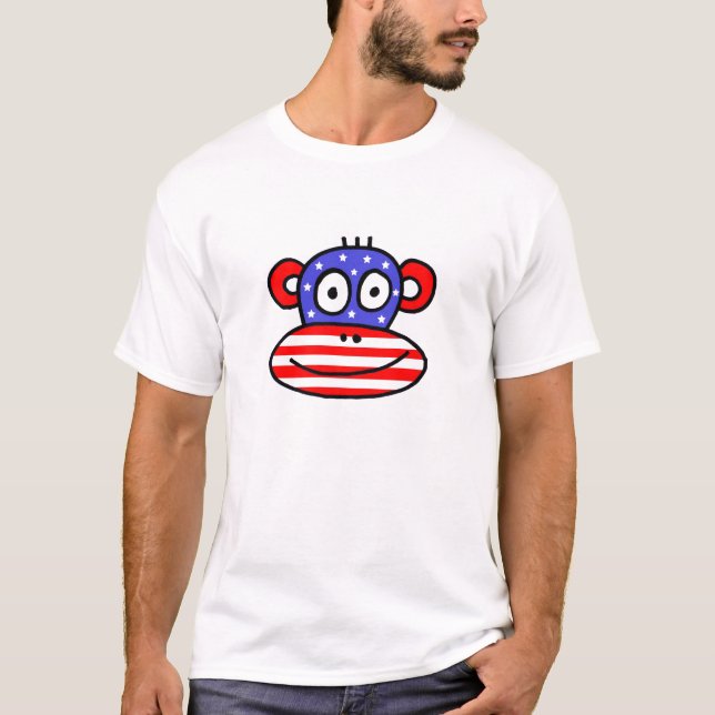 T-shirt Macaco patriótico dos EUA (Frente)