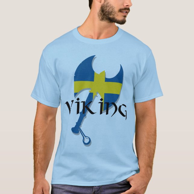 T-shirt Machado da bandeira da suecia de Viking do sueco (Frente)