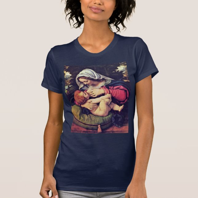 T-shirt Madonna com o coxim verde (Frente)