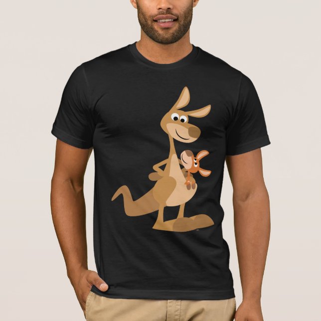 T-shirt Mãe bonito do canguru dos desenhos animados e (Frente)