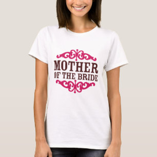 T-shirt Mãe da Noiva (Rosa Quente e Castanho de Chocolate)