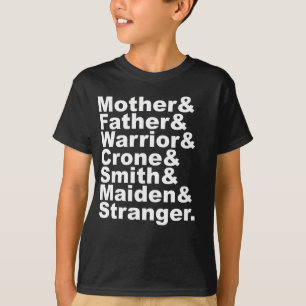 T-shirt Mãe & Pai & Guerreiro & Coroa & Ferreiro & Donzela