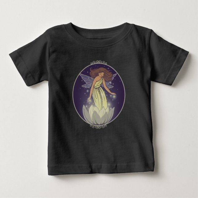 T-shirt Magia Fada Branca Flor Brilhante Fantasia Arte (Frente)