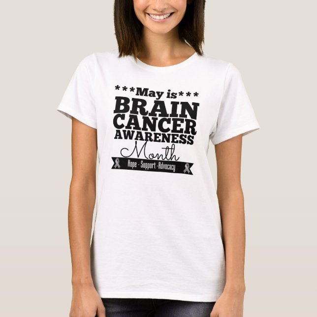 T-shirt Maio é Mês de Consciência do Cancer Cerebral (Frente)