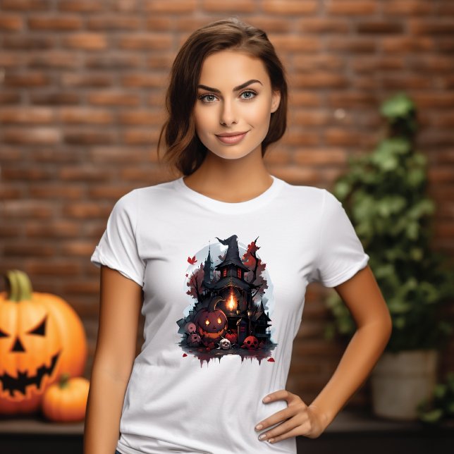 T-shirt Maison Hantée & Citrouilles Halloween (Criador carregado)