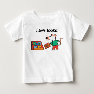 T-shirt Maisy com livros da biblioteca