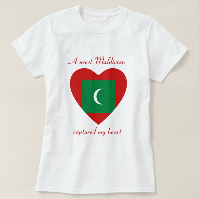 T-Shirt Maldivas Coração Bandeira (Frente do Design)