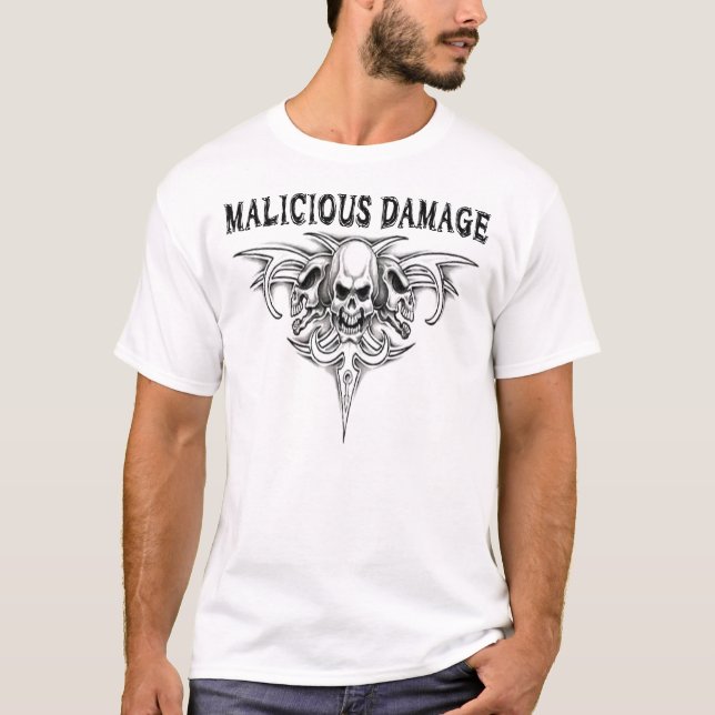 T-SHIRT MALICIOSO DO LOGOTIPO DE DANO (Frente)