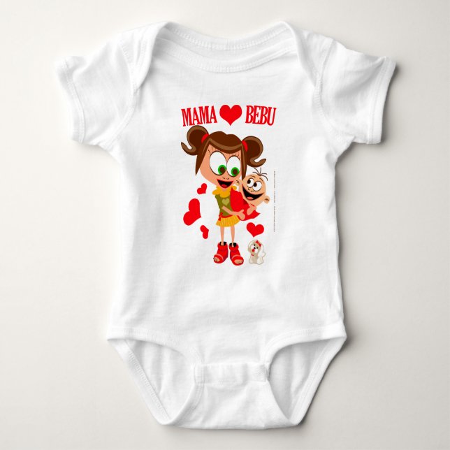 T-shirt Mama Ama Bebê - Corpos - Brancos (Frente)