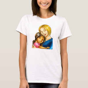 T-shirt "Mamã branca que abraça a filha da raça mistura