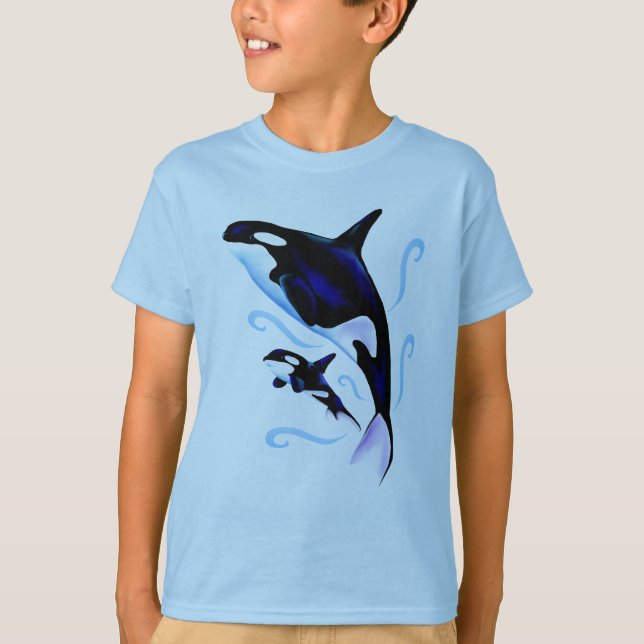 T-shirt Mamã e bebê da orca (Frente)