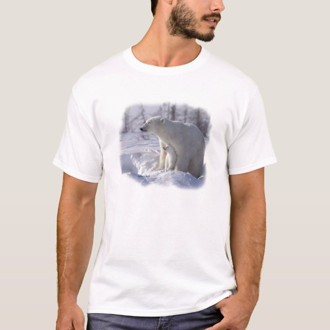 T-shirt Mamã e filhote do urso polar (Frente)
