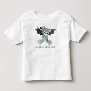 T-shirt Mamãe Bonita Pequeno Diabo Urso Verde Teddy