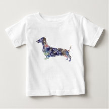 Mandala Dachshund Fine Jersey T-Shirt, Branco
