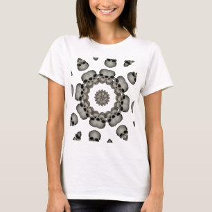 T-shirt Mandala de Crânio Humano Sinistro