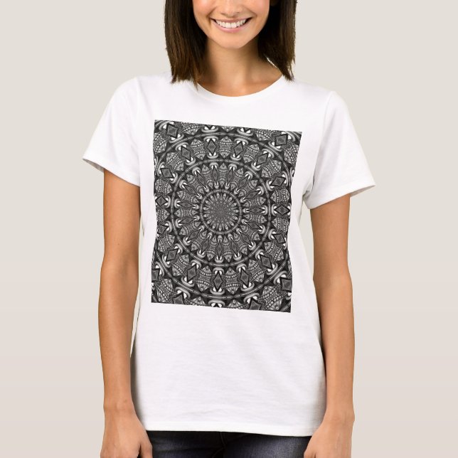 T-shirt Mandala monocromática (Frente)