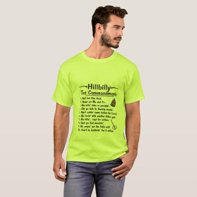 T-shirt Mandamentos do Hillbilly 10 (Frente Completa)