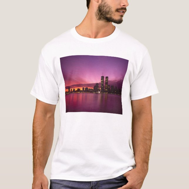 T-shirt Manhattan Skyline e Hudson River, Nova Iorque, (Frente)