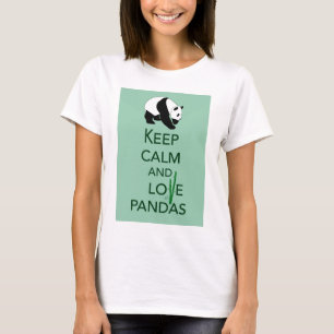 T-shirt Mantenha a Calma e Ame Presentes de Arte de Pandas